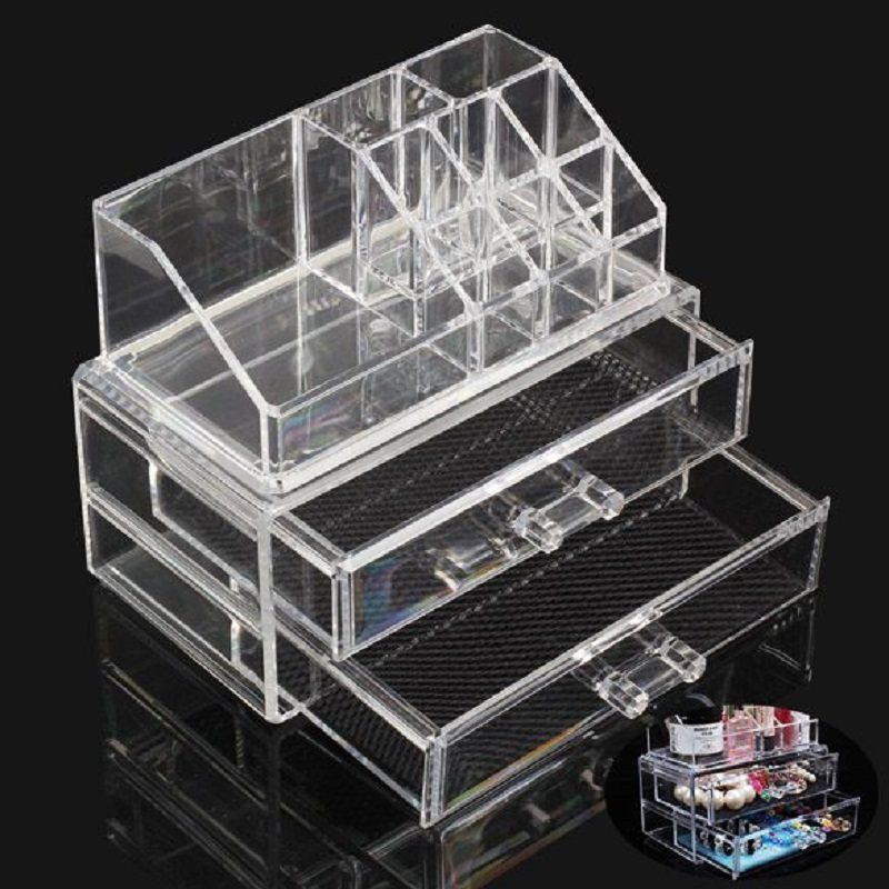 Clear Acrylic Cosmetic Case, 24 × 15 × 19 cm