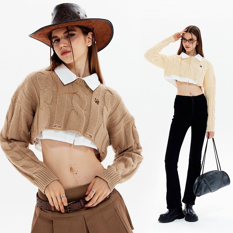 Cropped Drop-Shoulder Sweater