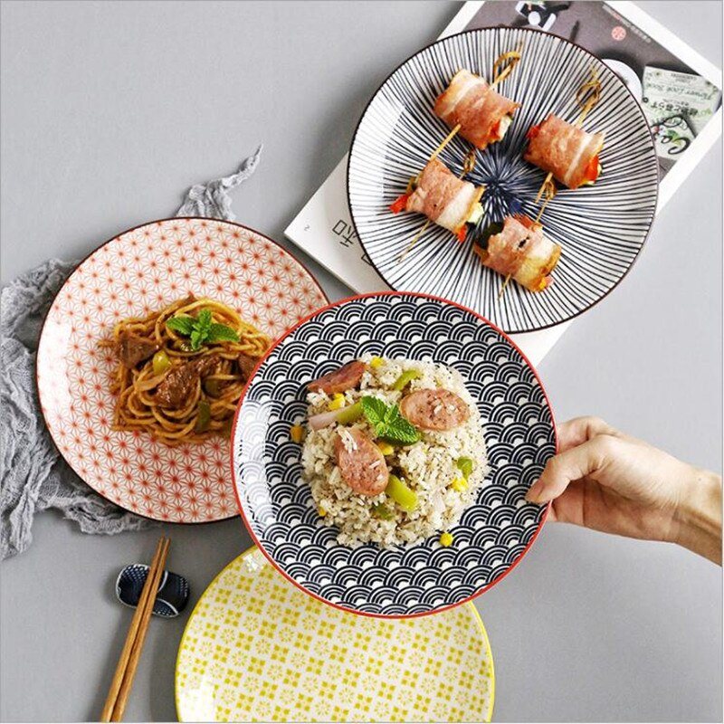 Patterned Ceramic Flat Plate, 8 in (20 cm)
